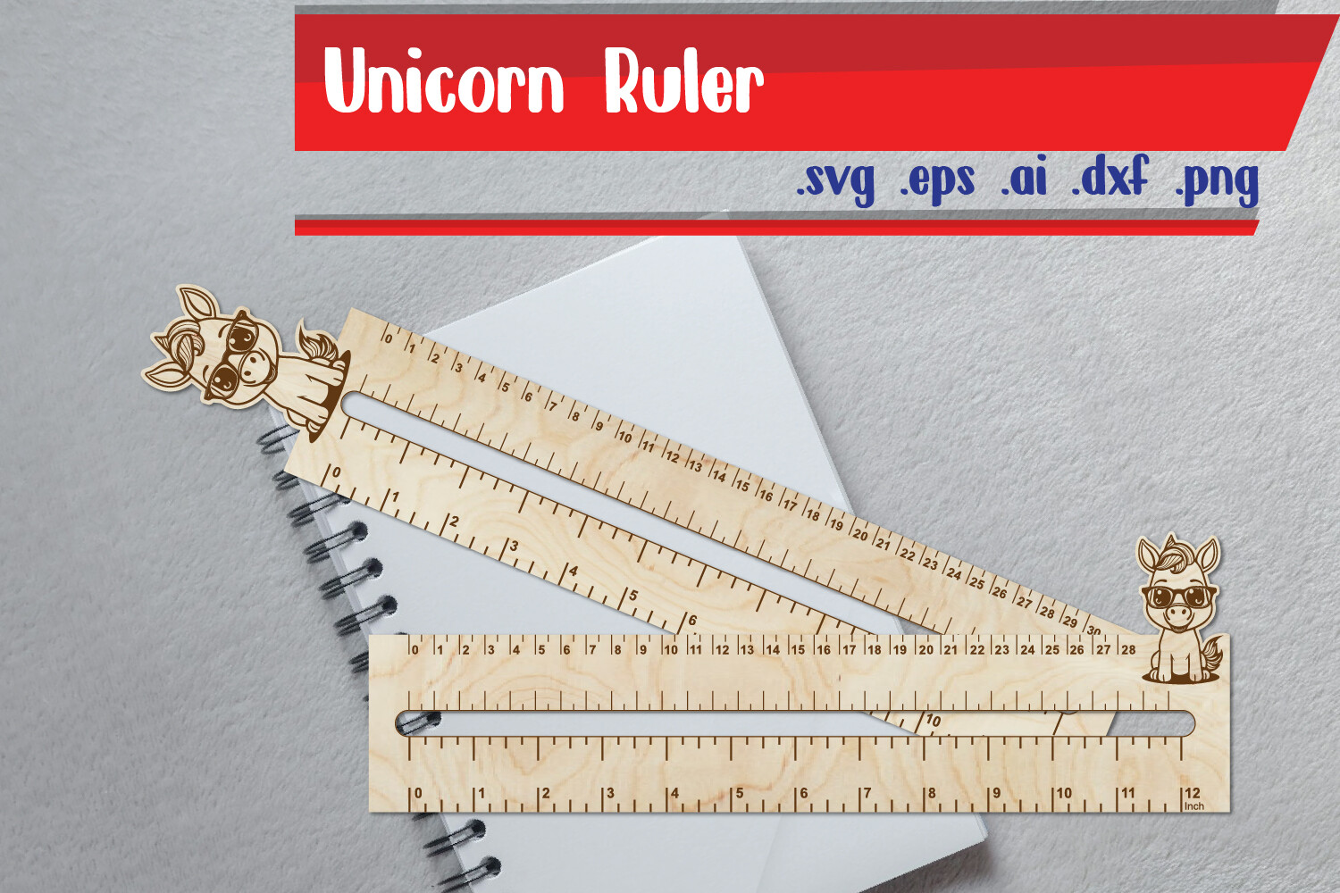 Unicorn ruler laser engraving design