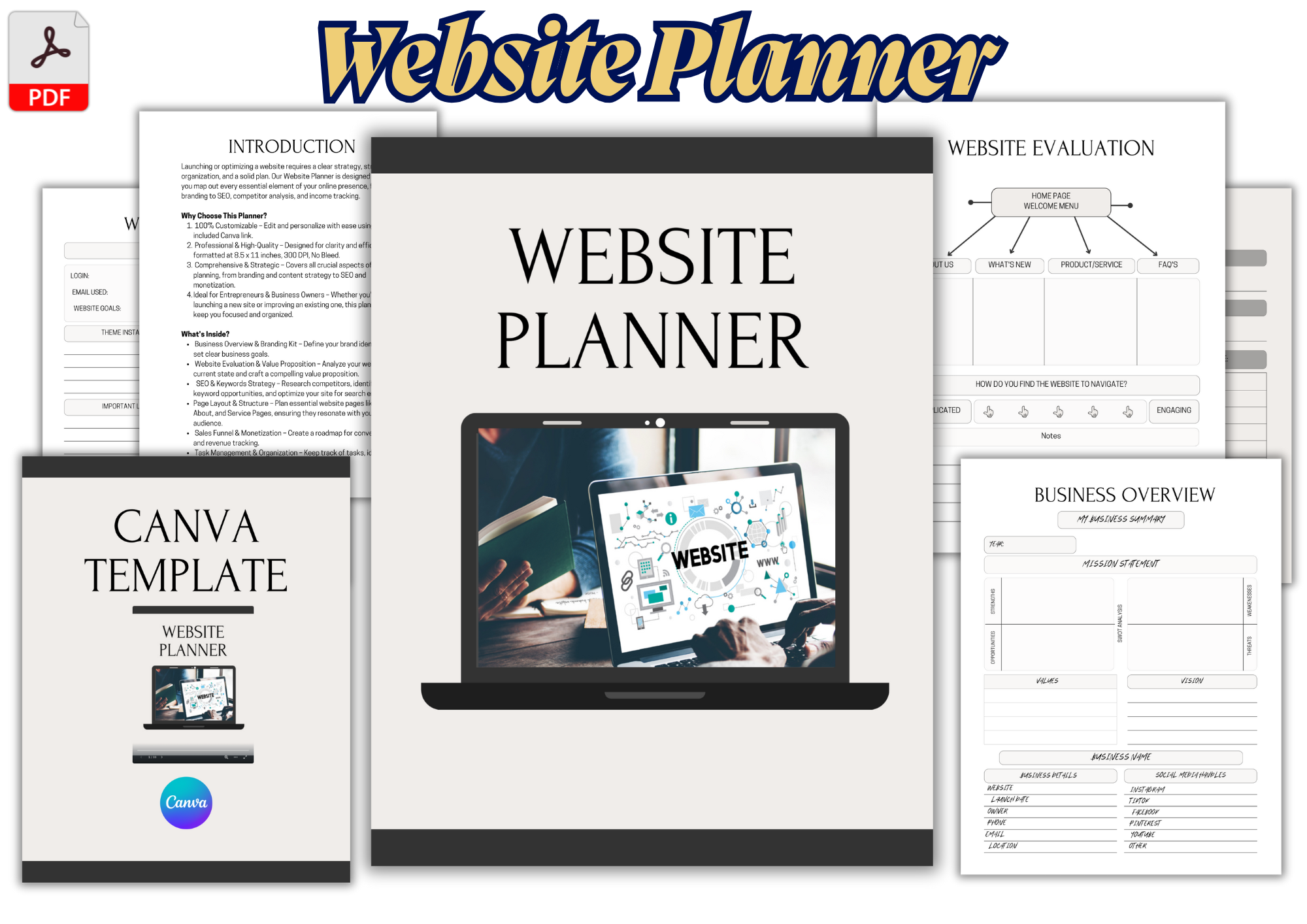 🌐 Website Planner | Canva Template