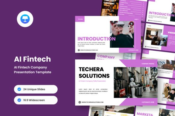 Preview of AI & Fintech Keynote Pitch Presentation technology presentation template
