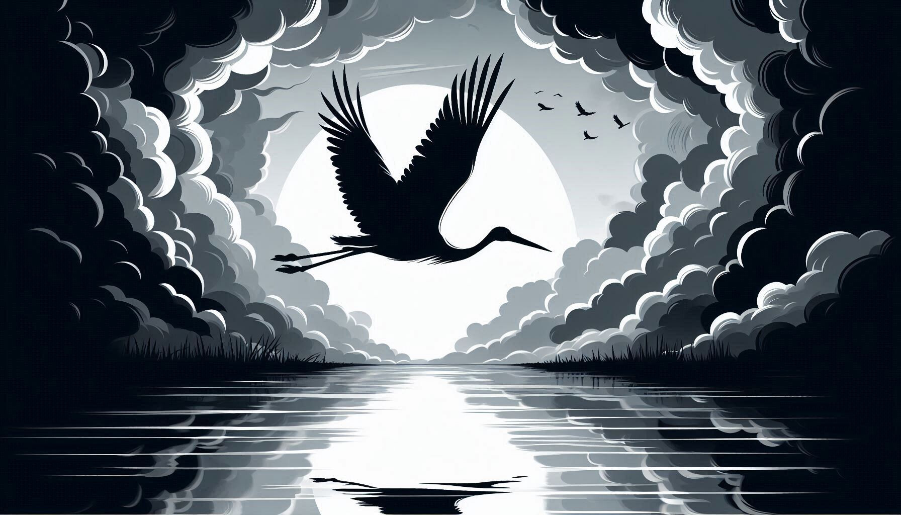 Abstract Stork Flying over Stormy Gray S Graphic by kulturrno ...