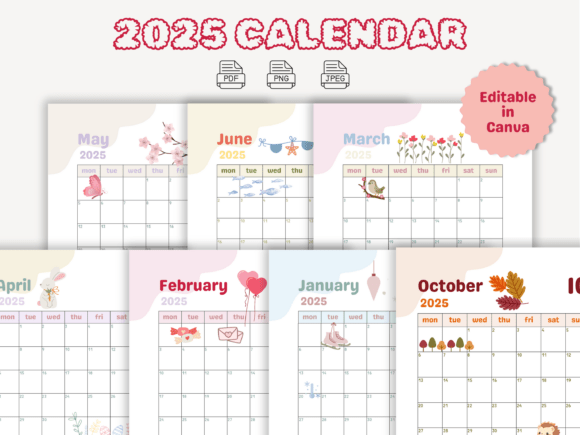 Calendar Canva Template Cute Planner
