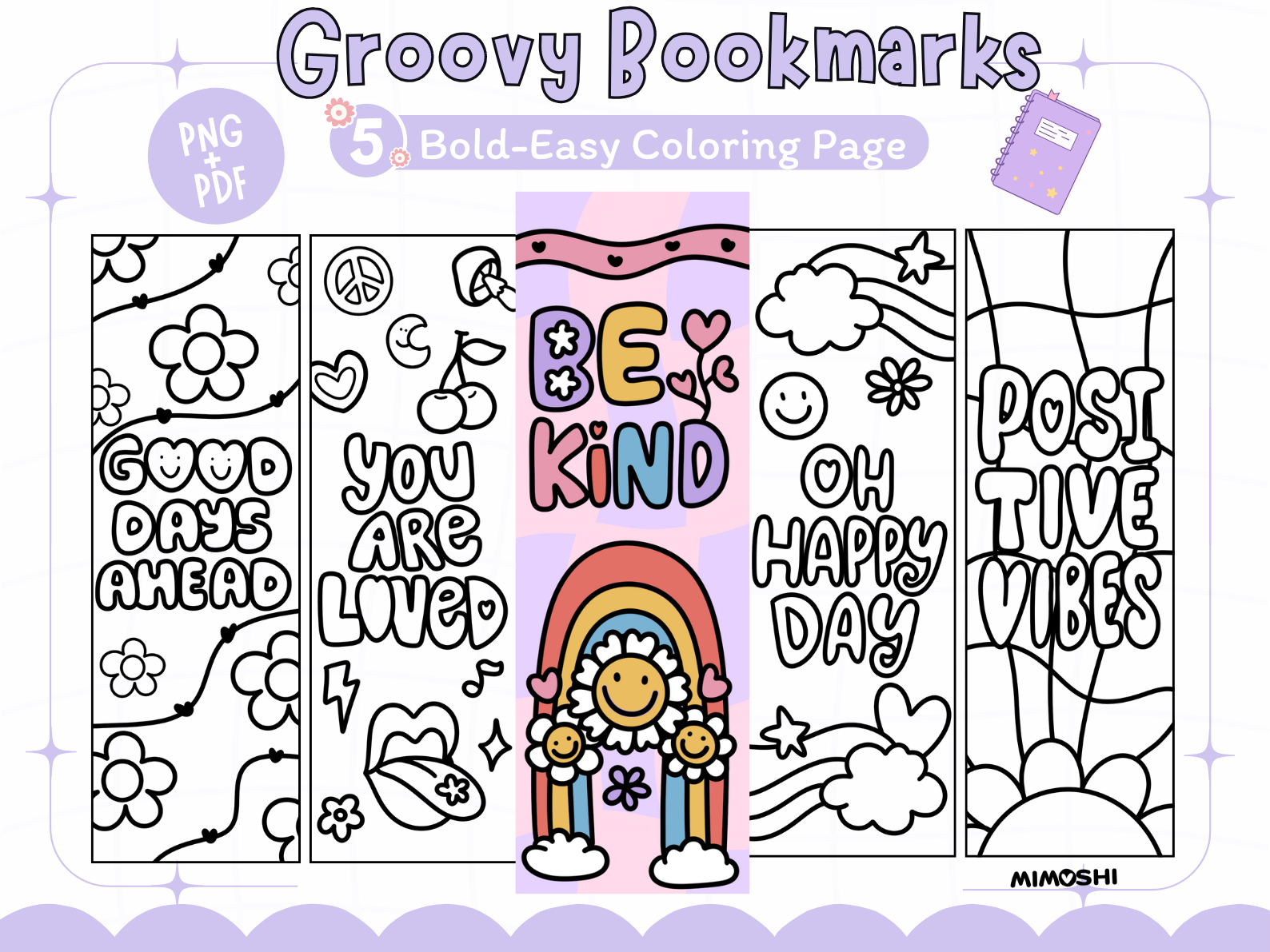 Groovy Bookmarks Printable Coloring