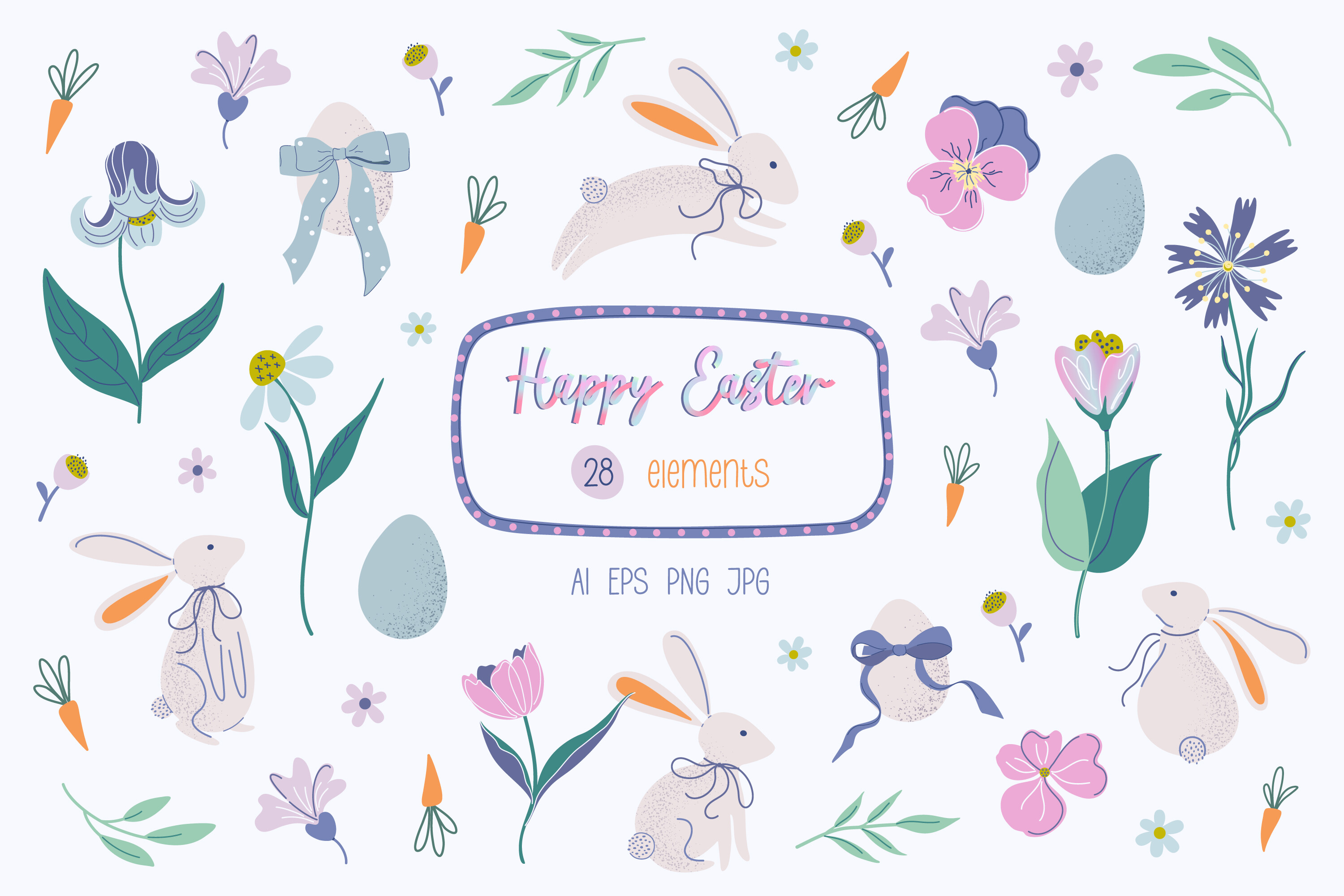 Happy Easter Set of Elements Graphic by DanielK · Creative Fabrica