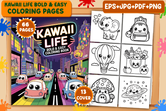 Kawaii Life Bold & Easy Coloring Pages
