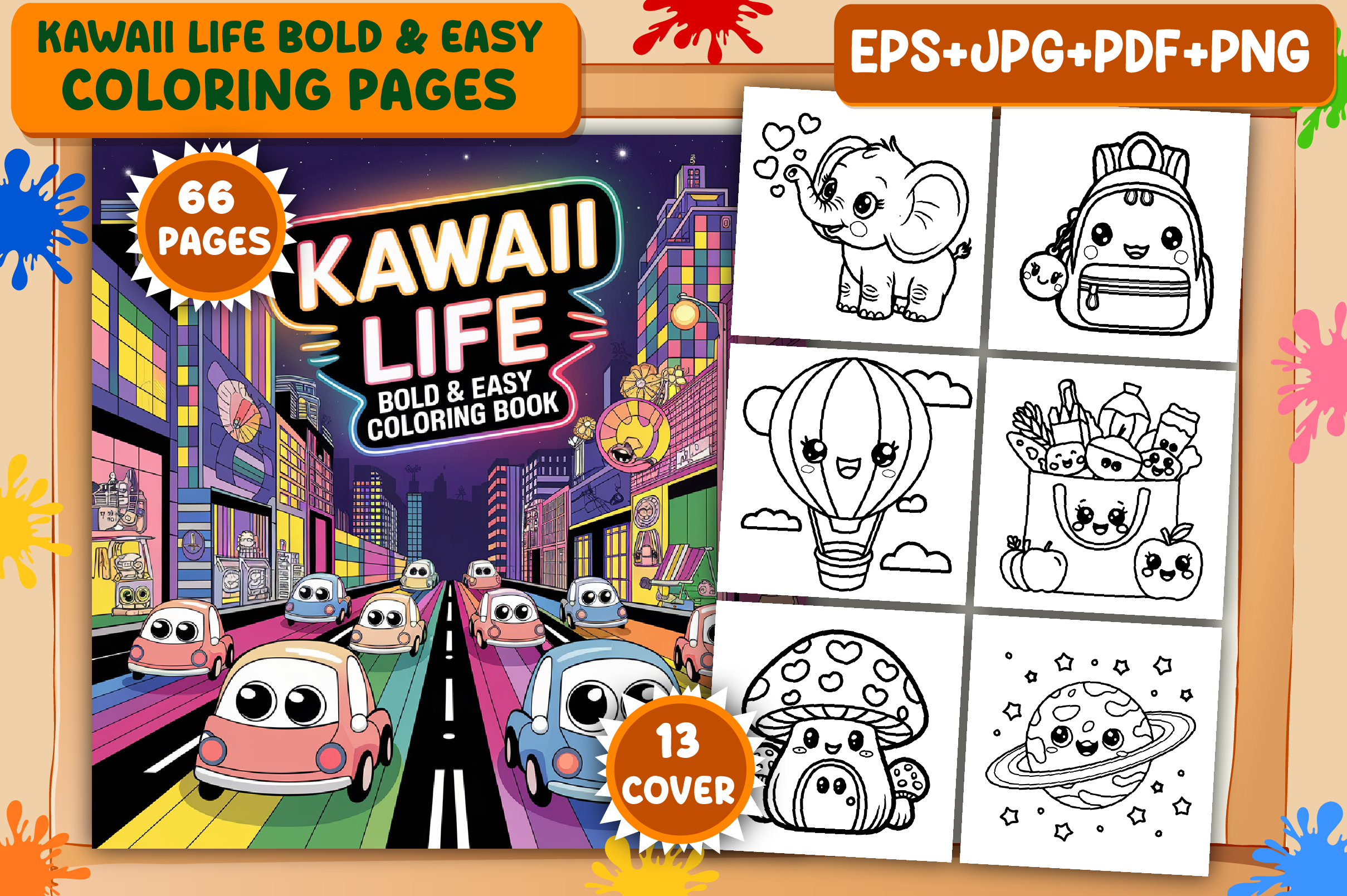 Kawaii Life Bold & Easy Coloring Pages