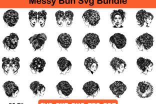 Messy Bun Svg Bundle Graphic by Priyo Design Shop · Creative Fabrica