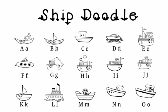 Ship Doodle Font PNG with transparent background - Preview 1