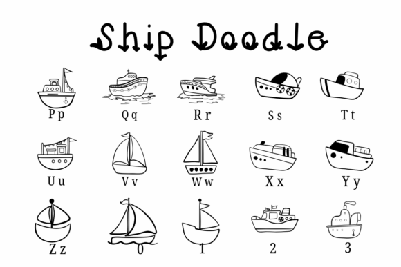 Ship Doodle Font PNG with transparent background - Preview 2