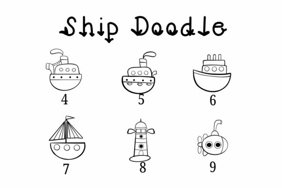 Ship Doodle Font PNG with transparent background - Preview 3
