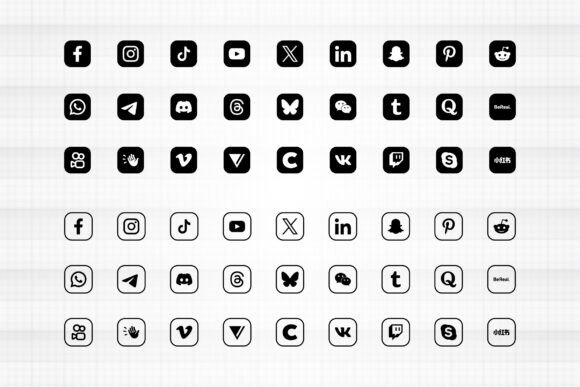 Social Media App Icon Square Set SVG PNG