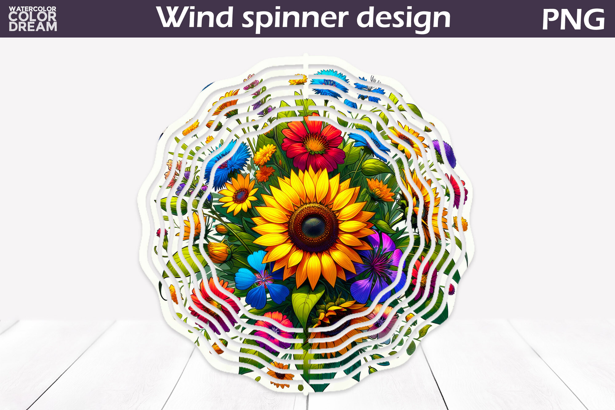 Sunflowers Wind Spinner Graphic by WatercolorColorDream · Creative Fabrica