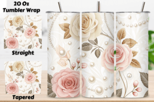 3D Rose and Pearl Seamless Tumbler Wrap Graphic by Florid Printables ...