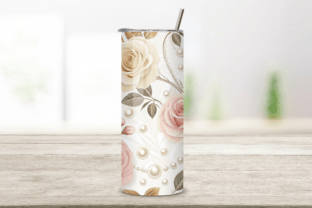 3D Rose and Pearl Seamless Tumbler Wrap Graphic by Florid Printables ...