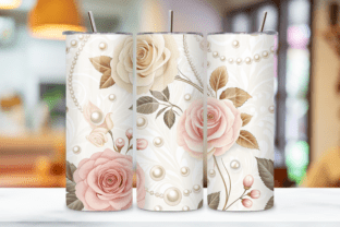 3D Rose and Pearl Seamless Tumbler Wrap Graphic by Florid Printables ...