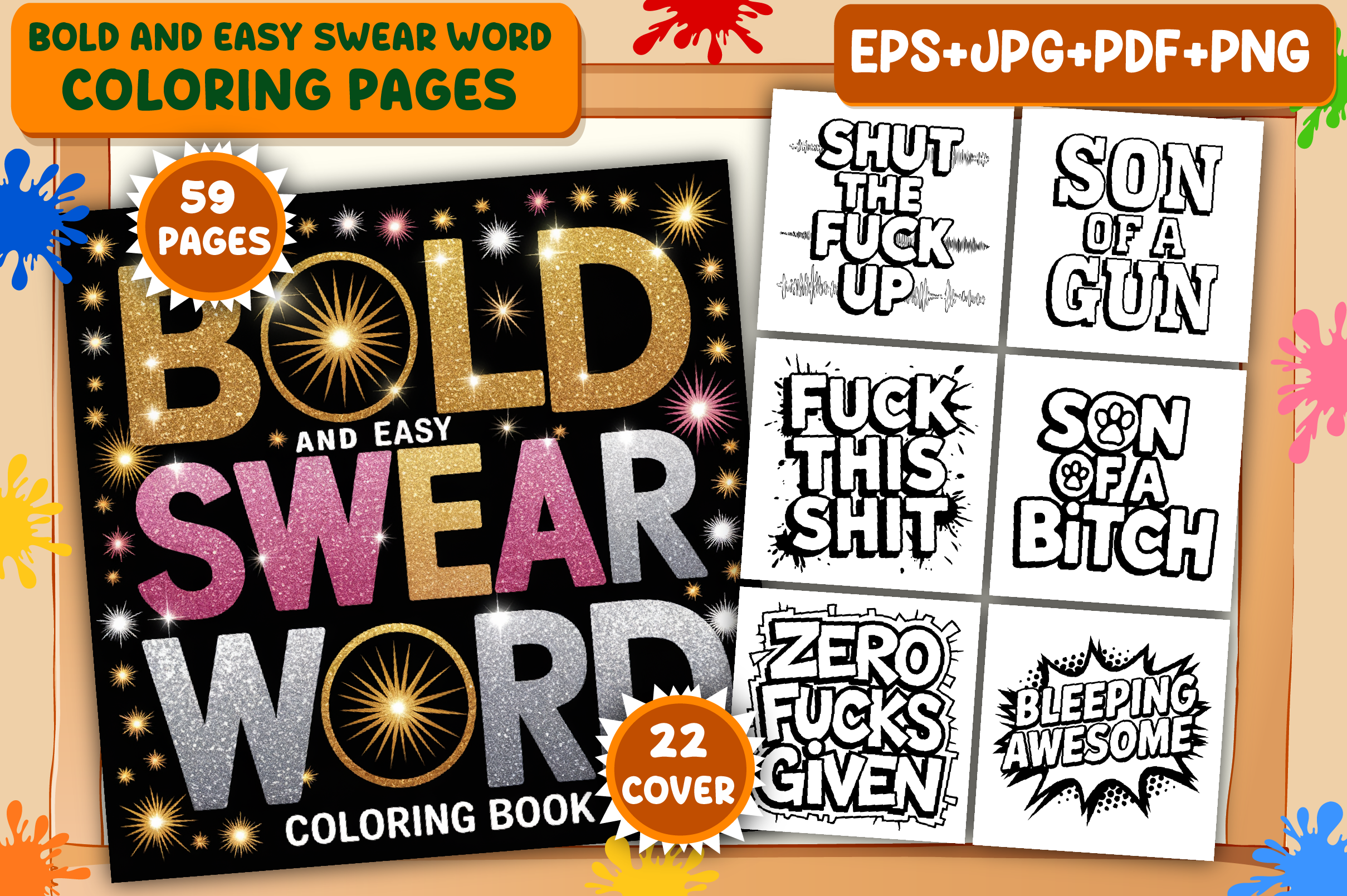 ADULT - Bold and Easy Swear Word Coloring Pages