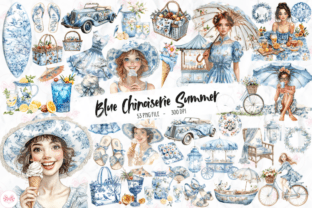 Blue Chinoiserie Summer Clipart Graphic by Markicha Art · Creative Fabrica