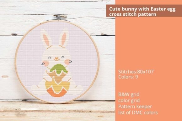 Cute Bunny with Easter Egg Cross Stitch