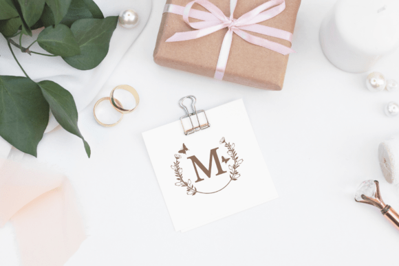 Flower and Butterfly Monogram Font PNG with transparent background - Preview 3