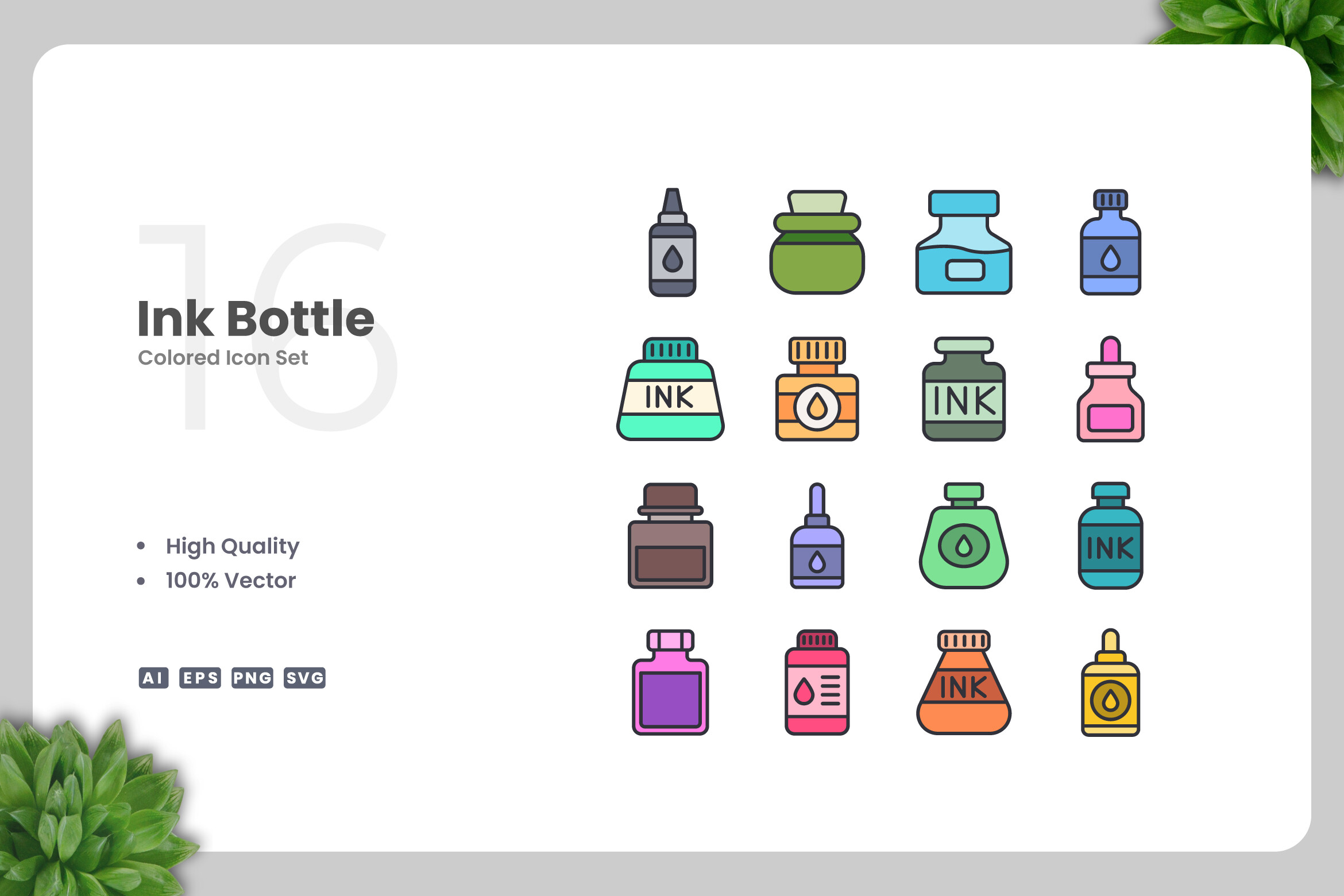 Ink Bottle Colored Icons Graphic by upnowgraphic · Creative Fabrica