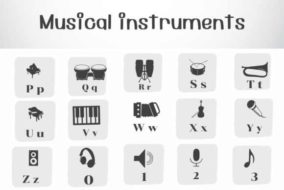 Musical Instruments Font PNG with transparent background - Preview 1