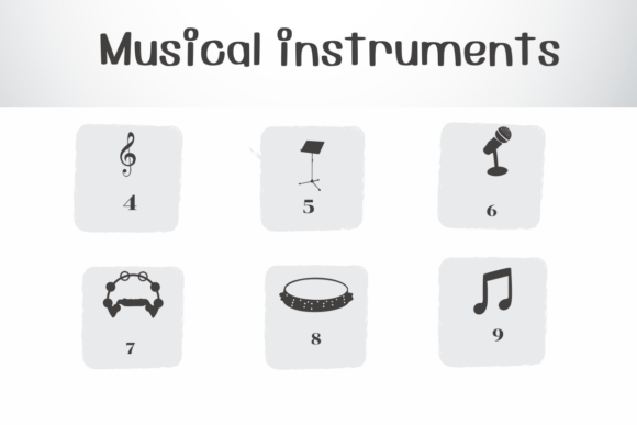 Musical Instruments Font PNG with transparent background - Preview 3