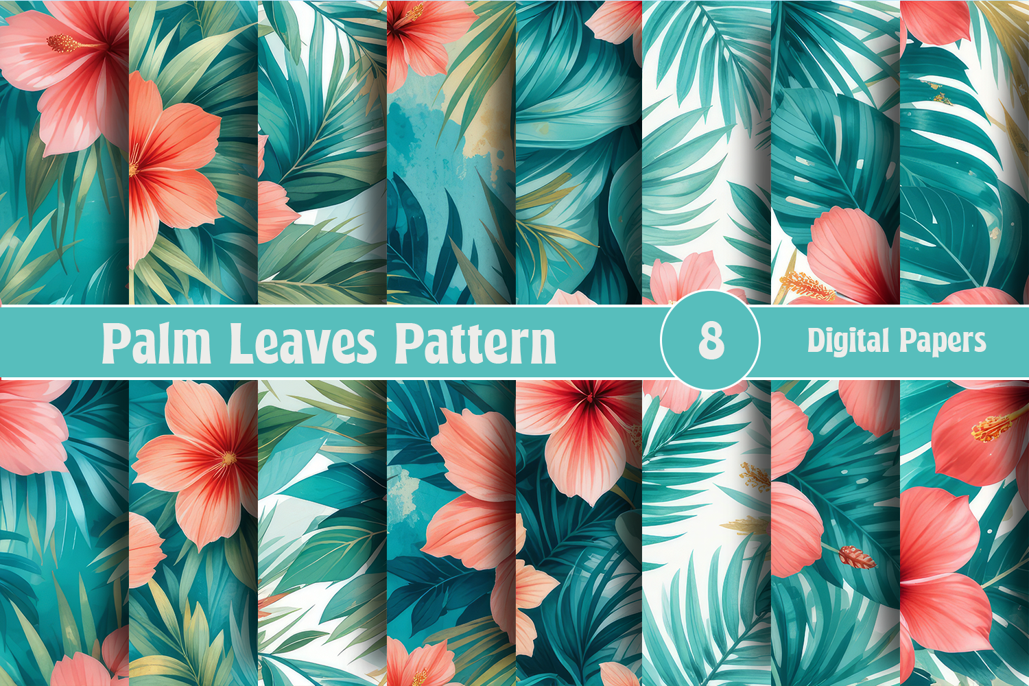 Palm Leaves Digital Paper Patterns Graphic by CraftSvgs · Creative Fabrica
