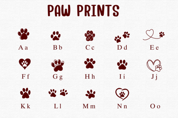 Paw Prints Font PNG with transparent background - Preview 1