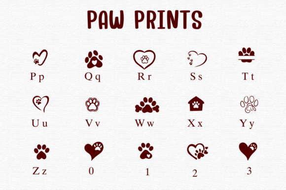 Paw Prints Font PNG with transparent background - Preview 2