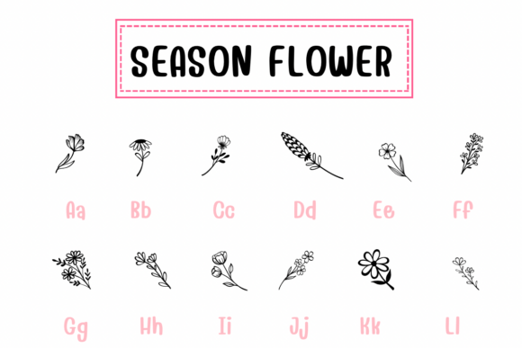 Season Flower Font PNG with transparent background - Preview 1