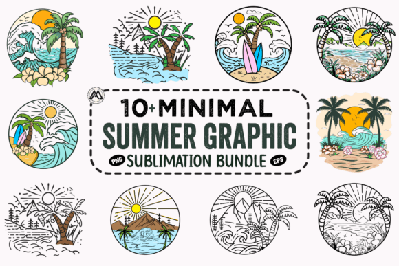 Preview of Summer Graphic Sublimation Bundle PNG, E T-shirt, sticker, and sublimation design