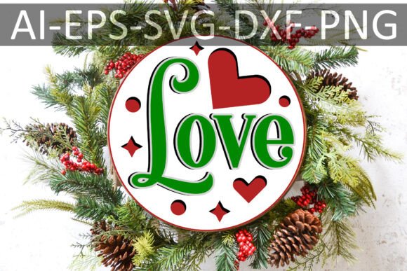Unique Christmas Round Sign – Love Theme