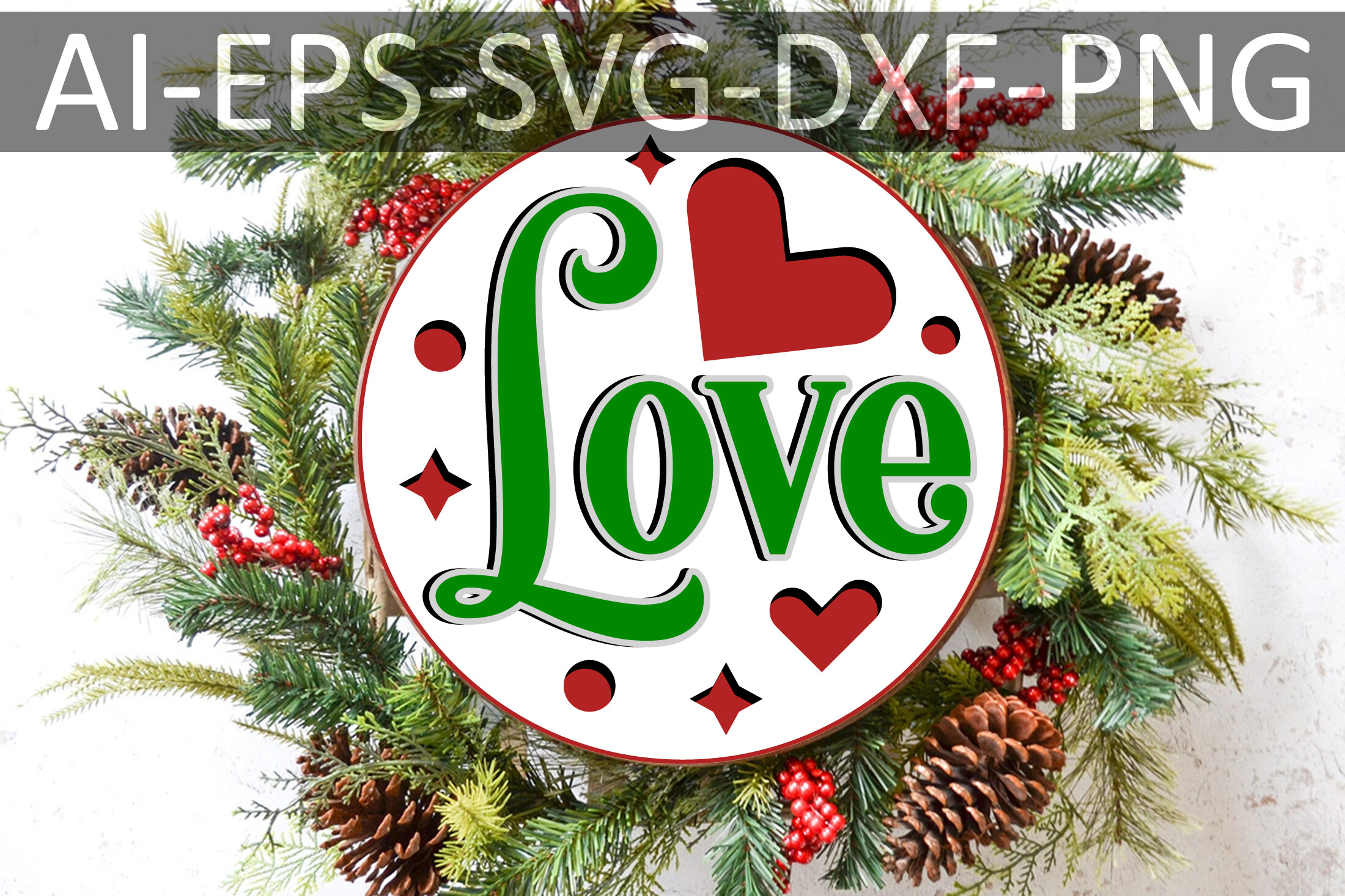 Unique Christmas Round Sign – Love Theme