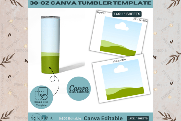 30oz Tumbler Template Canva Design 144