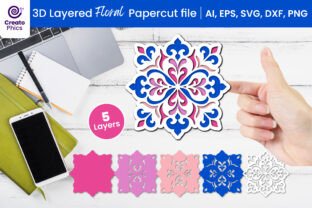3D Layered Floral Paper Cutting SVG · Creative Fabrica