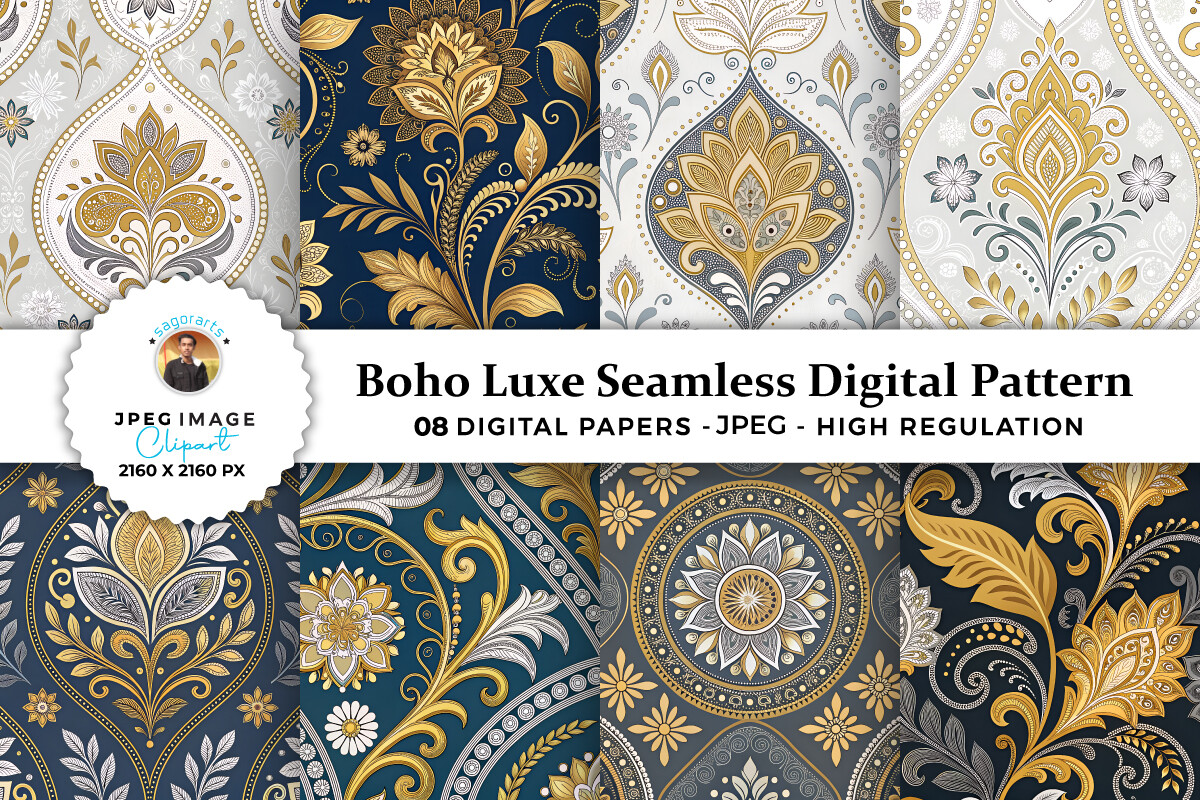 Boho Luxe Seamless Digital Pattern File Graphic by sagorarts · Creative ...