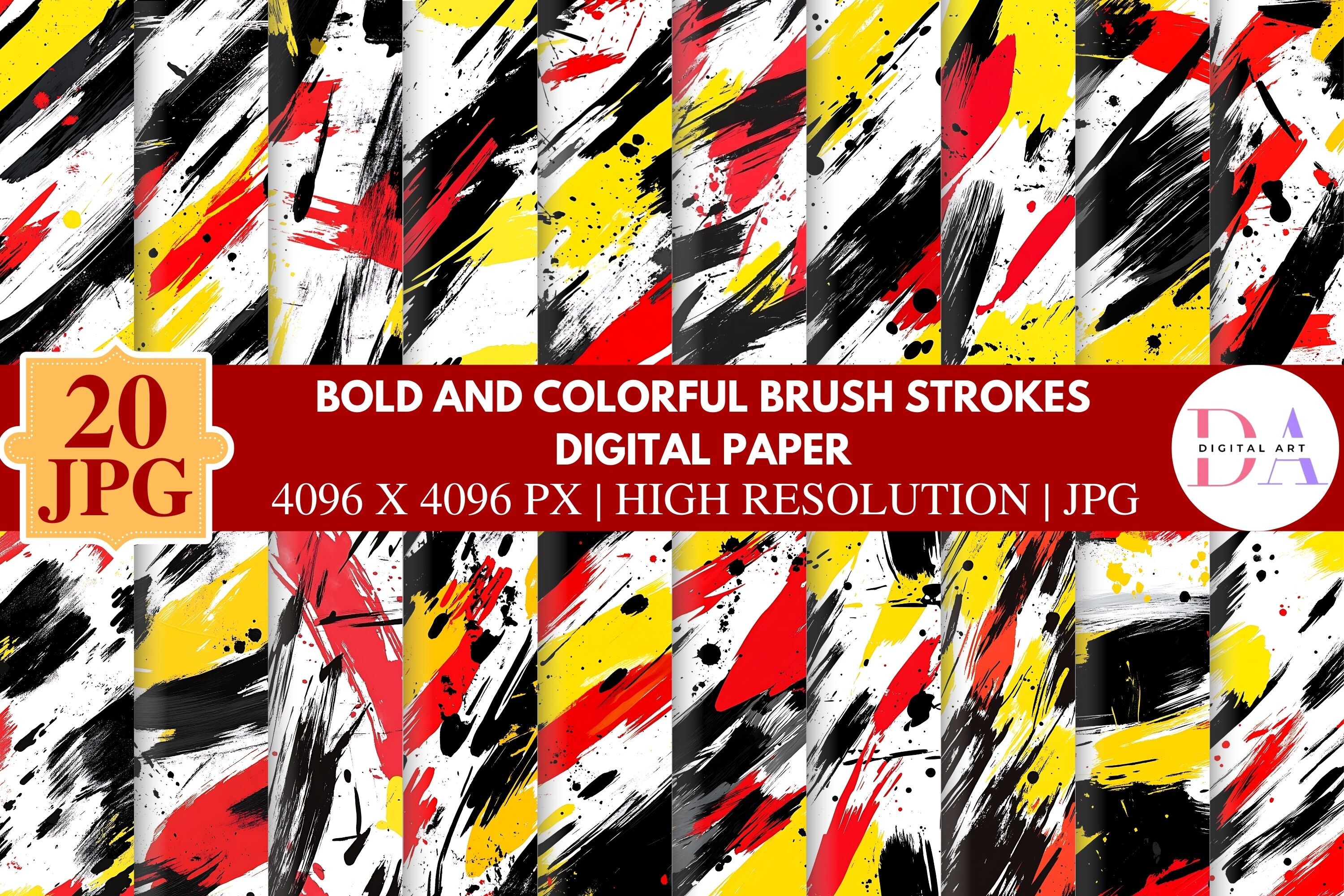 Bold and Colorful Brush Strokes Digital Graphic by DIGITAL ART ...