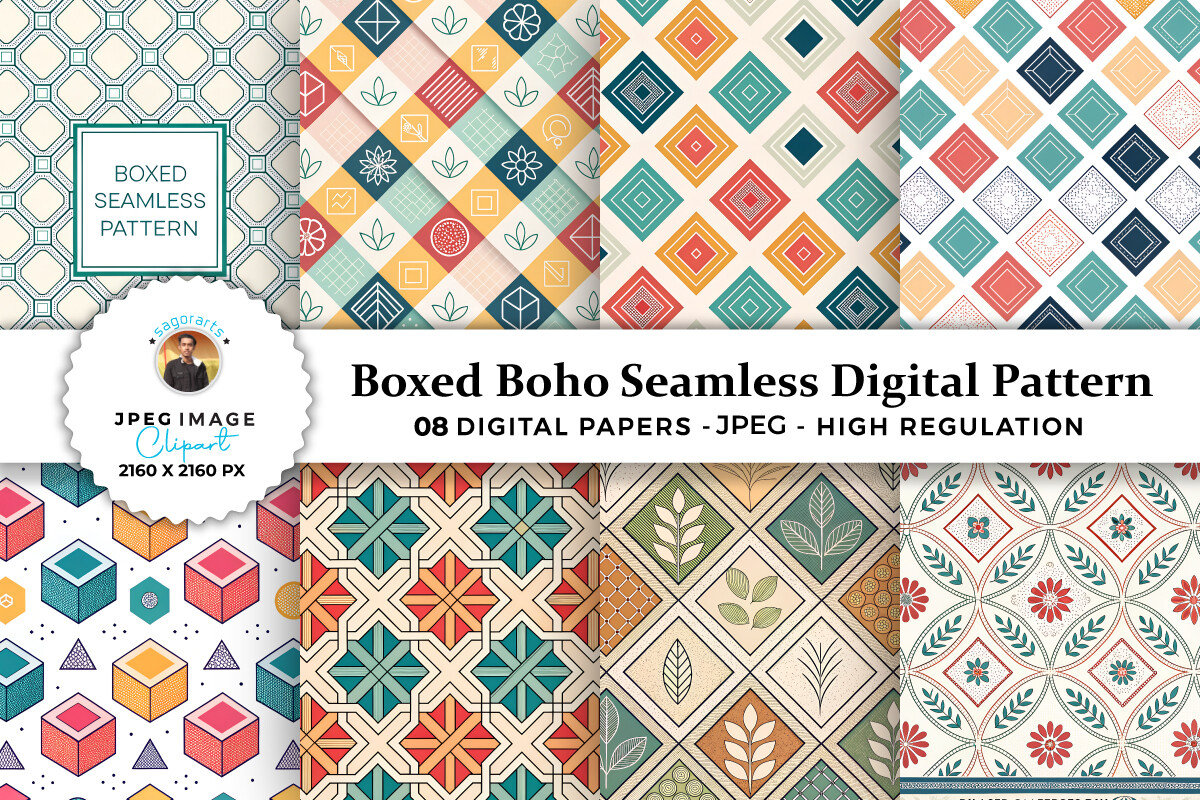 Boxed Boho Seamless Digital Pattern Graphic by sagorarts · Creative Fabrica