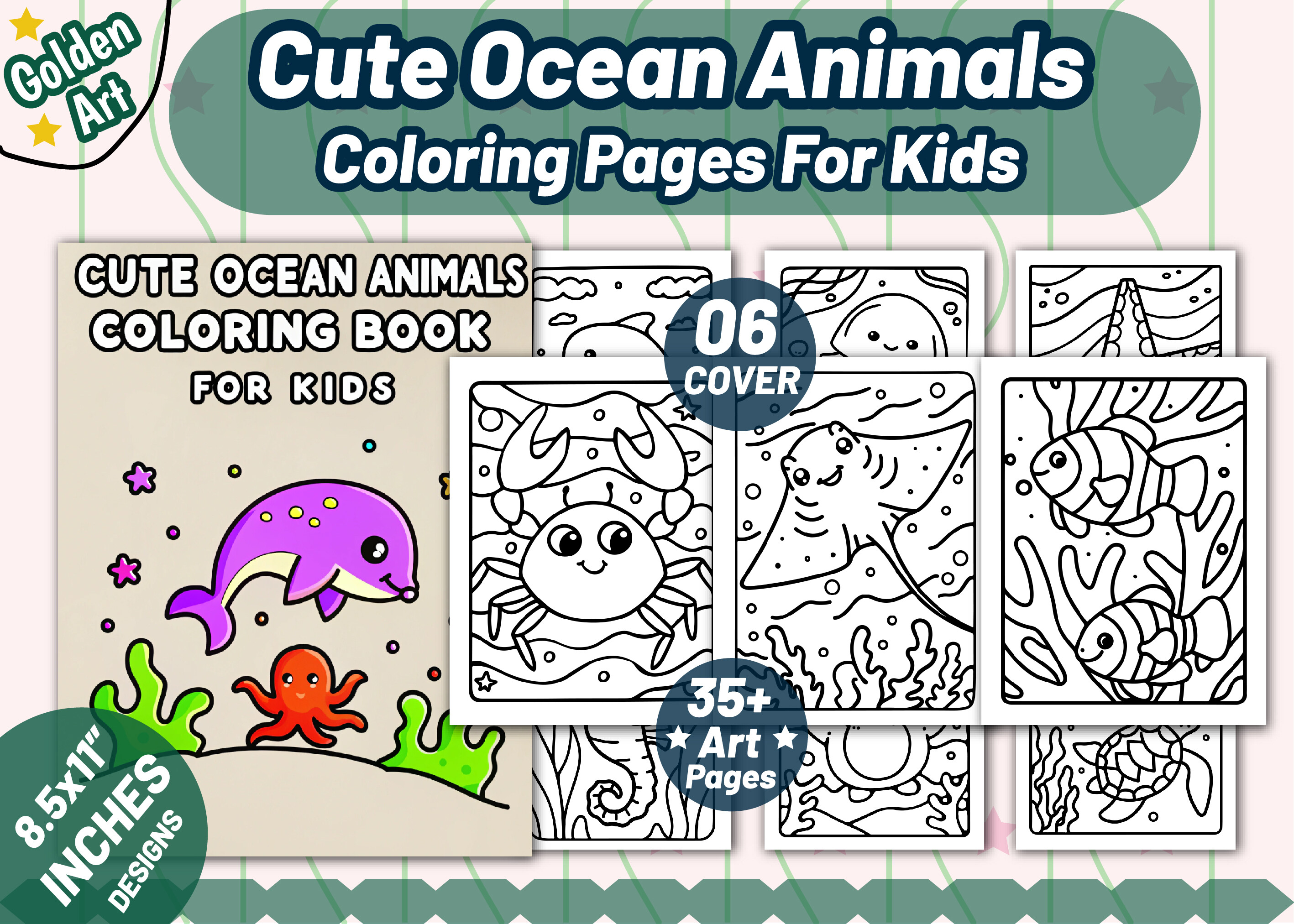 Cute Ocean Animals: 35+ Coloring Pages