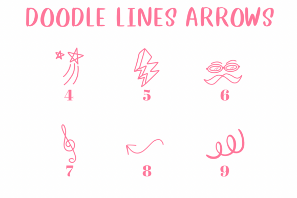 Doodle Lines Arrows Font PNG with transparent background - Preview 3