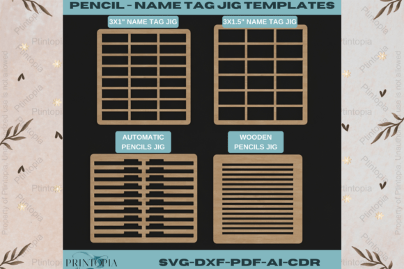 Jig Templates for Name Tags & Pencils 14 Corte con Láser Por atacanwoodbox