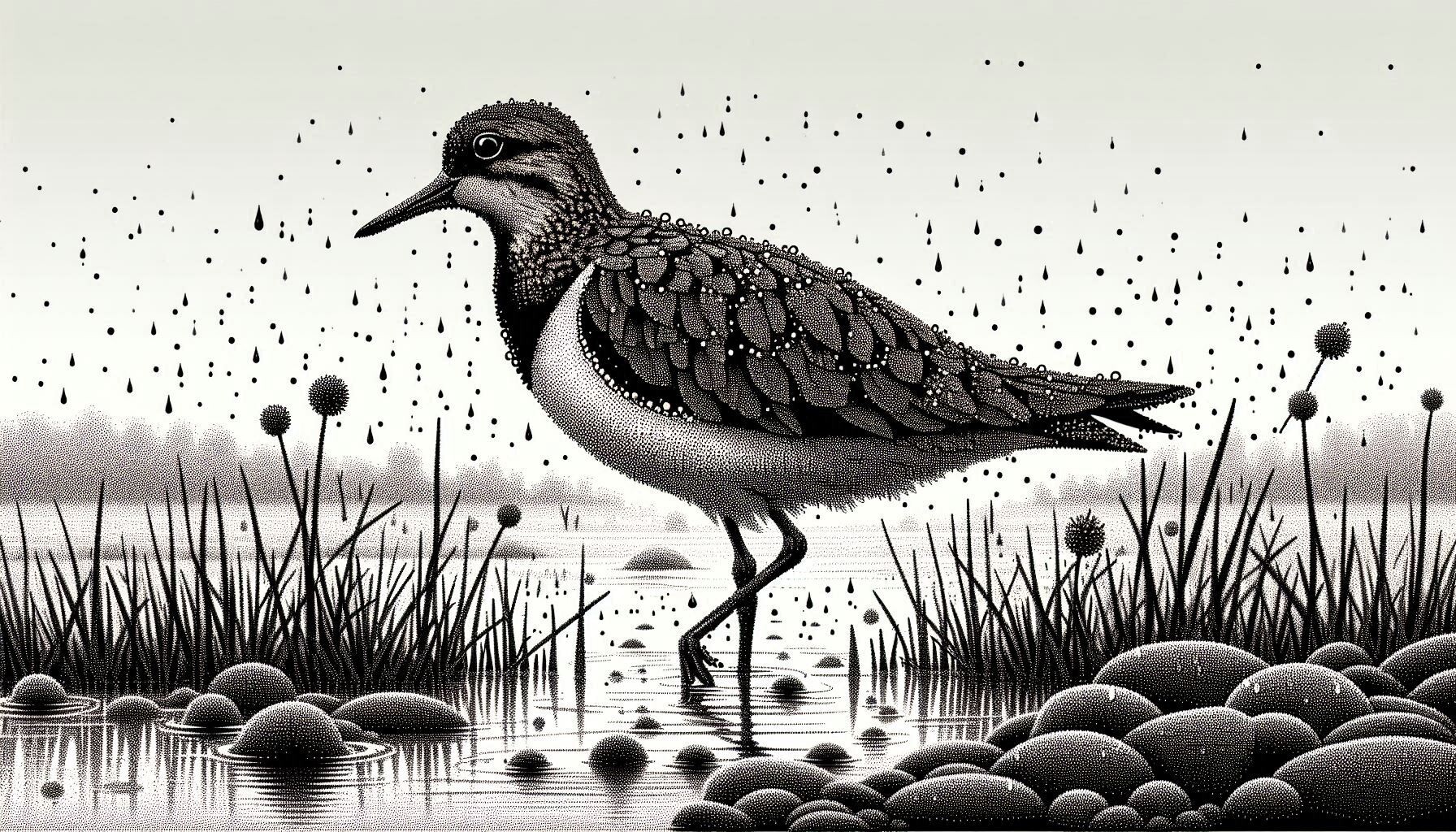 Pointillism Raining Pointillism Lapwing Standing on Rain-soa Graphic by kulturrno ...