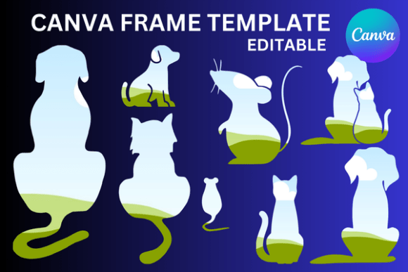 Cat Dog Mouse Canva Frame Template