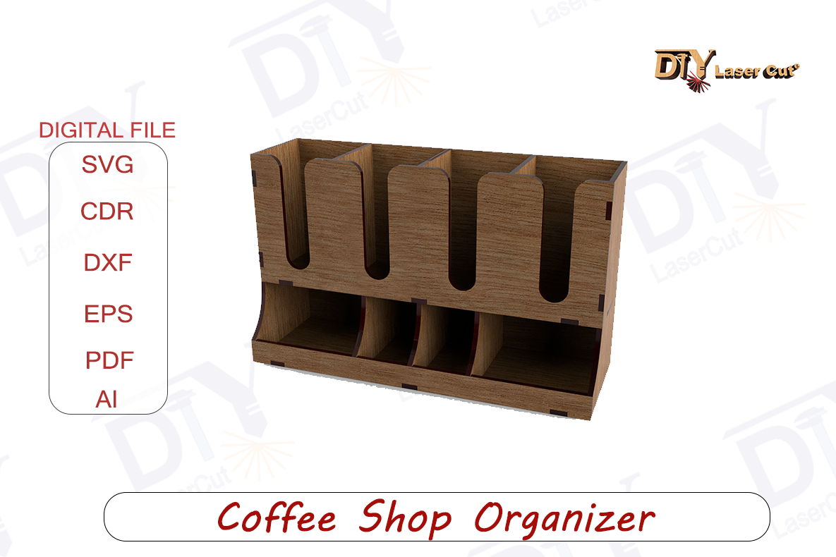 Coffee Shop Countertop Organizer laser cut file