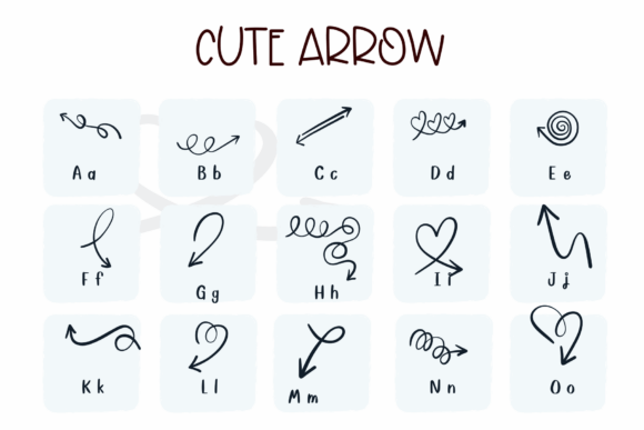 Cute Arrow Font PNG with transparent background - Preview 1