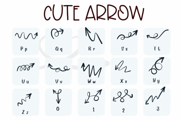 Cute Arrow Font PNG with transparent background - Preview 2