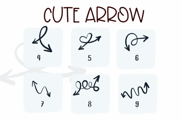 Cute Arrow Font PNG with transparent background - Preview 3
