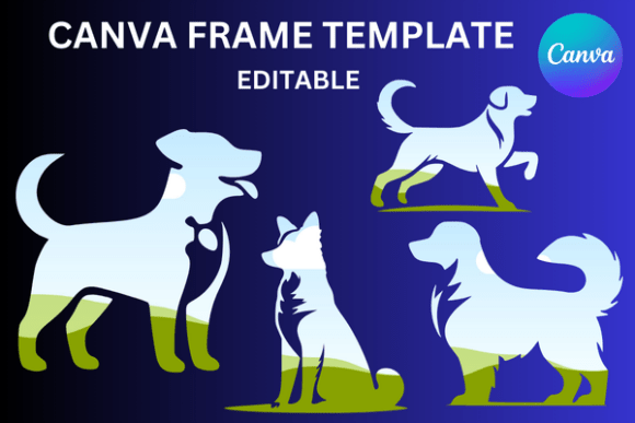 Dogs Silhouette Canva Frame Template