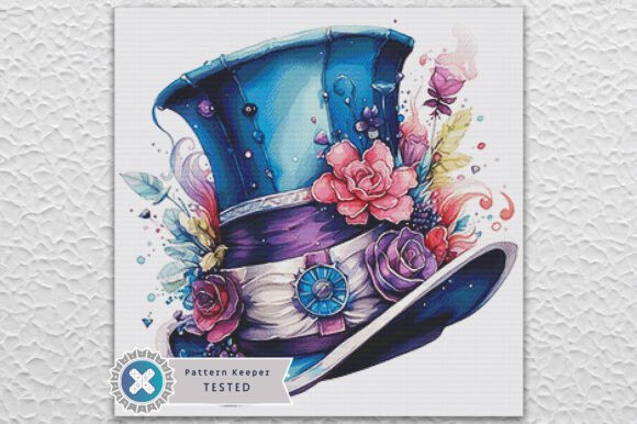 Fantasy Floral Hat Cross Stitch Pattern