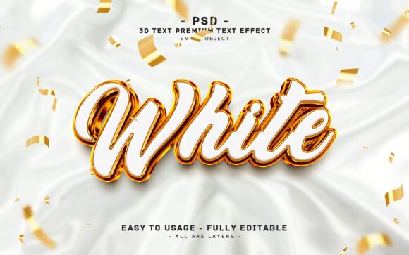 Gold 3D Text Effect "White" Design Grafik Add-ons Von mdjahidul99519