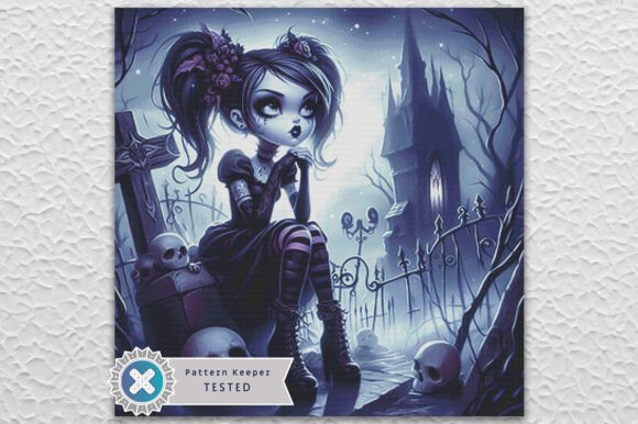 Goth Girl Cross Stitch Pattern PDF Chart